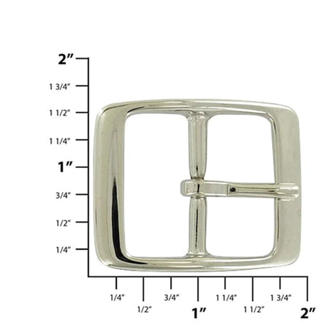 1 1/4" Nickel, 1.5"x2" Center Bar Buckle, Solid Brass