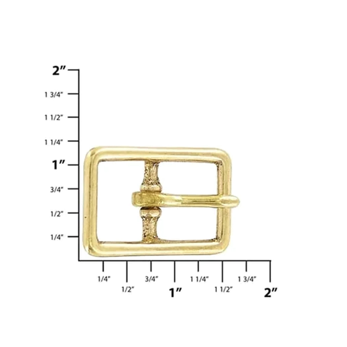 3/4" Brass, Center Bar Buckle, Solid Brass, #C-1463-SB