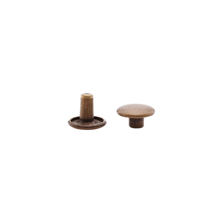 7mm Antique Brass, Double Cap Jiffy Rivet, Solid Brass- 100ct