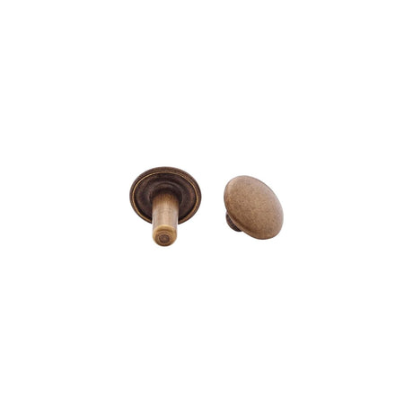 9mm Antique Brass, Double Cap Jiffy Rivet, Solid Brass-100ct