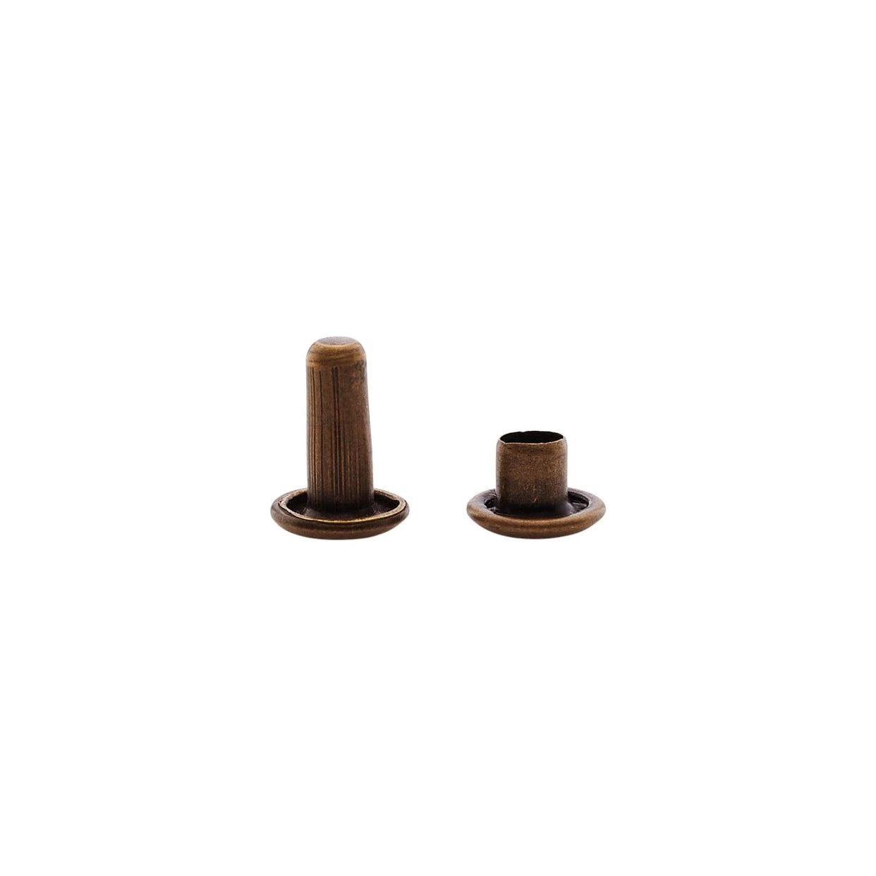 9mm Antique Brass, Double Cap Jiffy Rivets, Solid Brass-100ct 9mm Antique Brass, Double Cap Jiffy Rivets, Solid Brass-100ct
