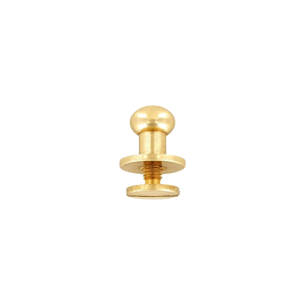 10mm, Brass, Flat Top Collar Button Stud with Screw, Solid Brass - PK5, #P-287-SM-SB