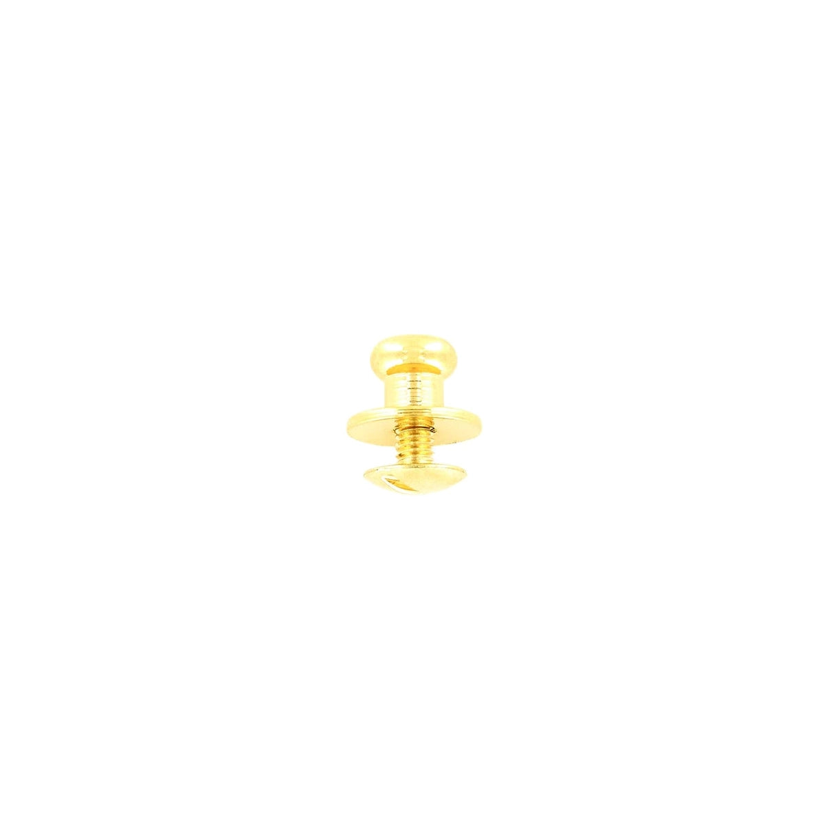 10mm, Shiny Gold, Flat Top Collar Button Stud with Screw, Solid Brass - PK5, #P-287-SM-GOLD