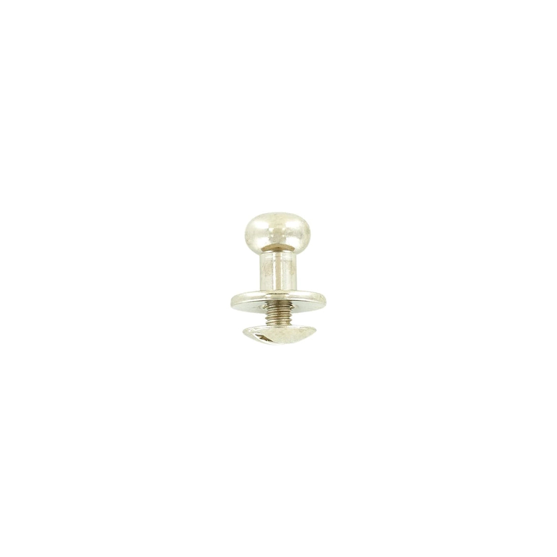 10mm, Shiny Nickel, Flat Top Collar Button Stud with Screw, Solid Brass - PK10, #P-1700-SBN
