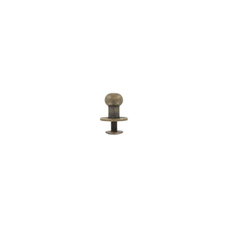 12mm, Antique Brass, Flat Top Collar Button Stud with Screw, Solid Brass