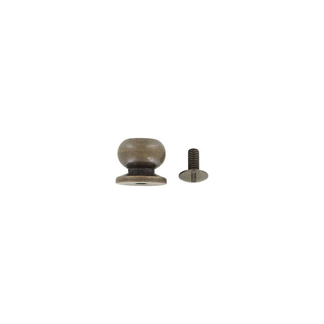13mm, Antique Brass, Tapered Collar Button Stud with Screw, Solid Brass