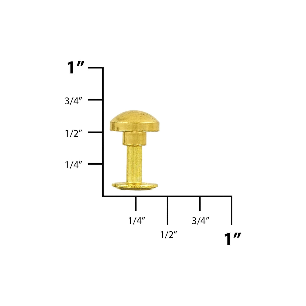 9.5mm Gold, Press Button, Solid Brass, #P-2221