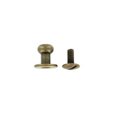 10mm, Antique Brass, Flat Top Collar Button Stud with Screw, Solid Brass - PK10, #P-1700-ANTB