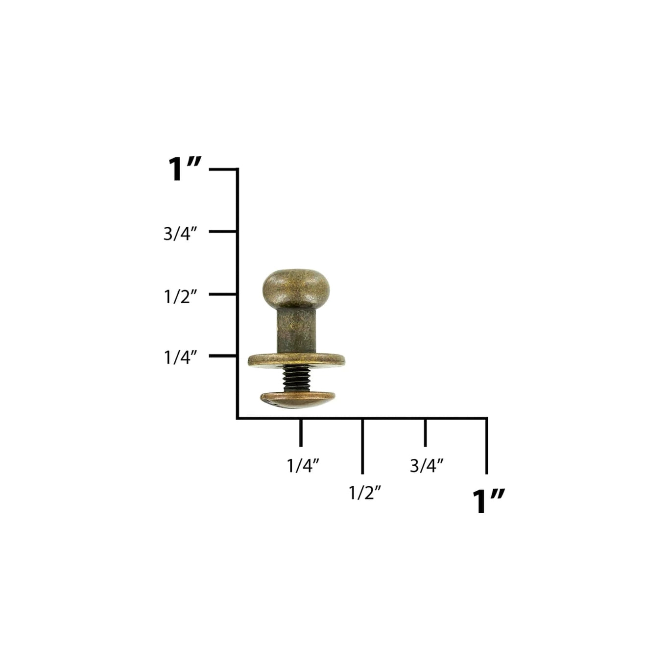 10mm, Antique Brass, Flat Top Collar Button Stud with Screw, Solid Brass - PK10, #P-1700-ANTB
