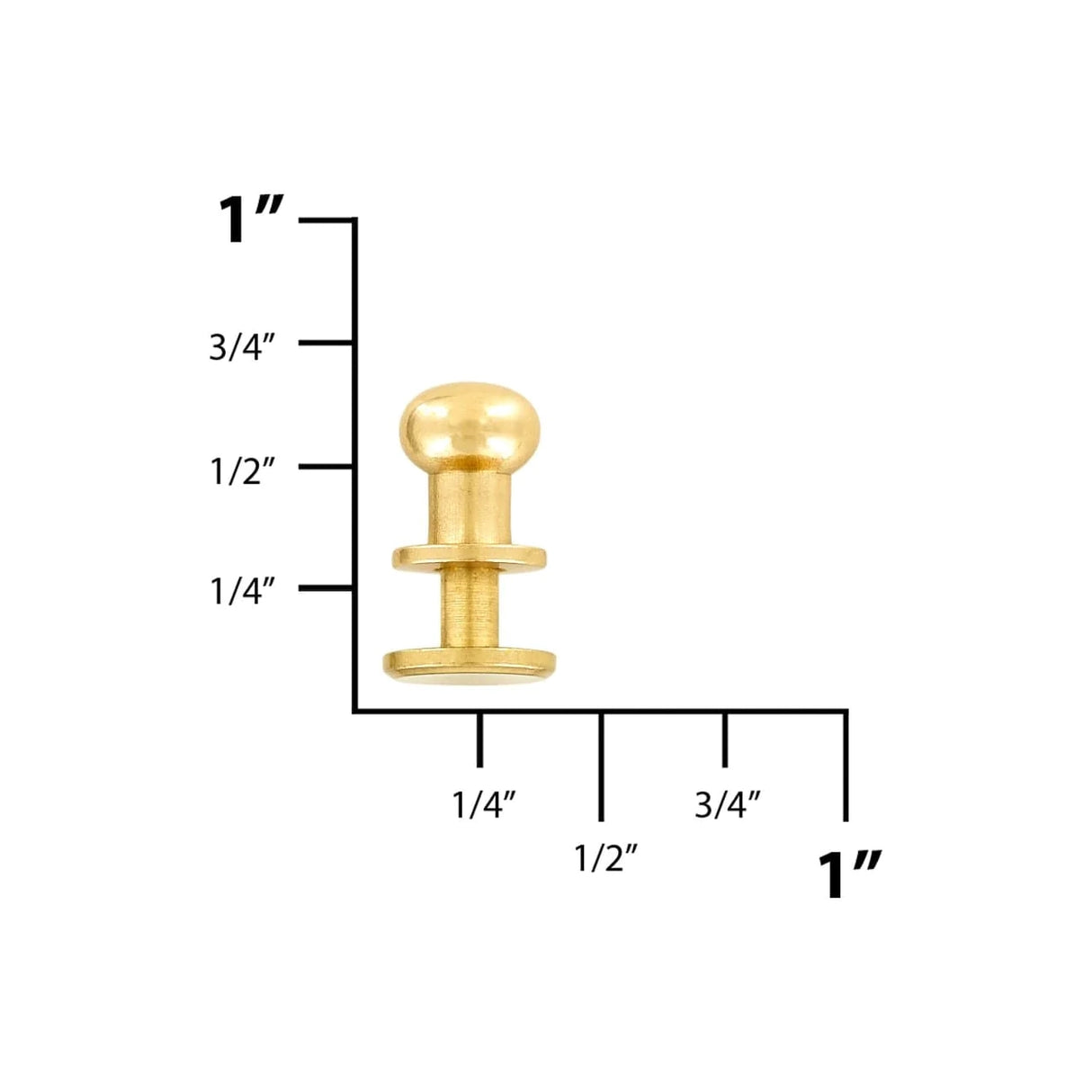 10mm Brass, Press Stud Collar Button, Solid Brass - PK5, #P-2122-SB