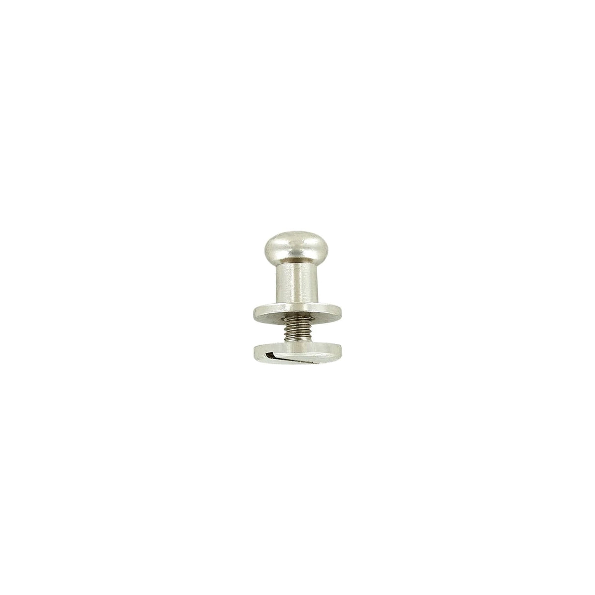 9mm, Nickel, Round Top Collar Button Stud with Screw, Solid Brass, #P-2134-NIC