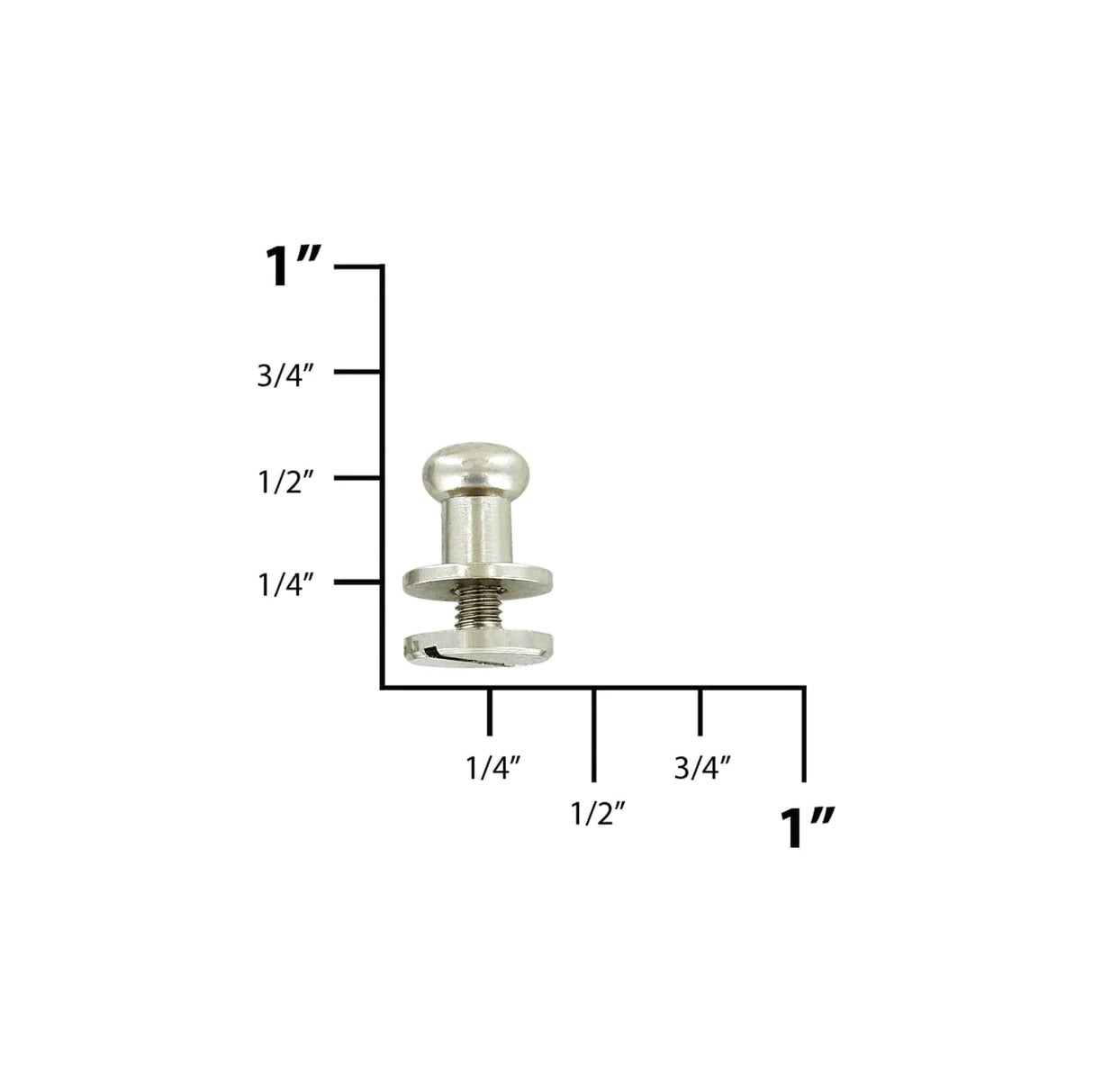 9mm, Nickel, Round Top Collar Button Stud with Screw, Solid Brass, #P-2134-NIC