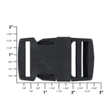 1 1/4" Black, Side Squeeze Buckle, Plastic, #SS-1-1-4