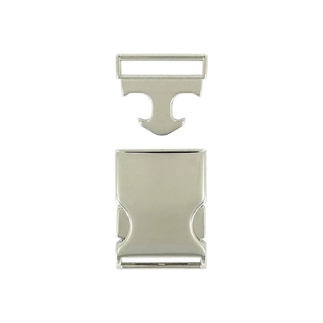 1 1/8" Shiny Nickel, Side Squeeze Buckle, Aluminum