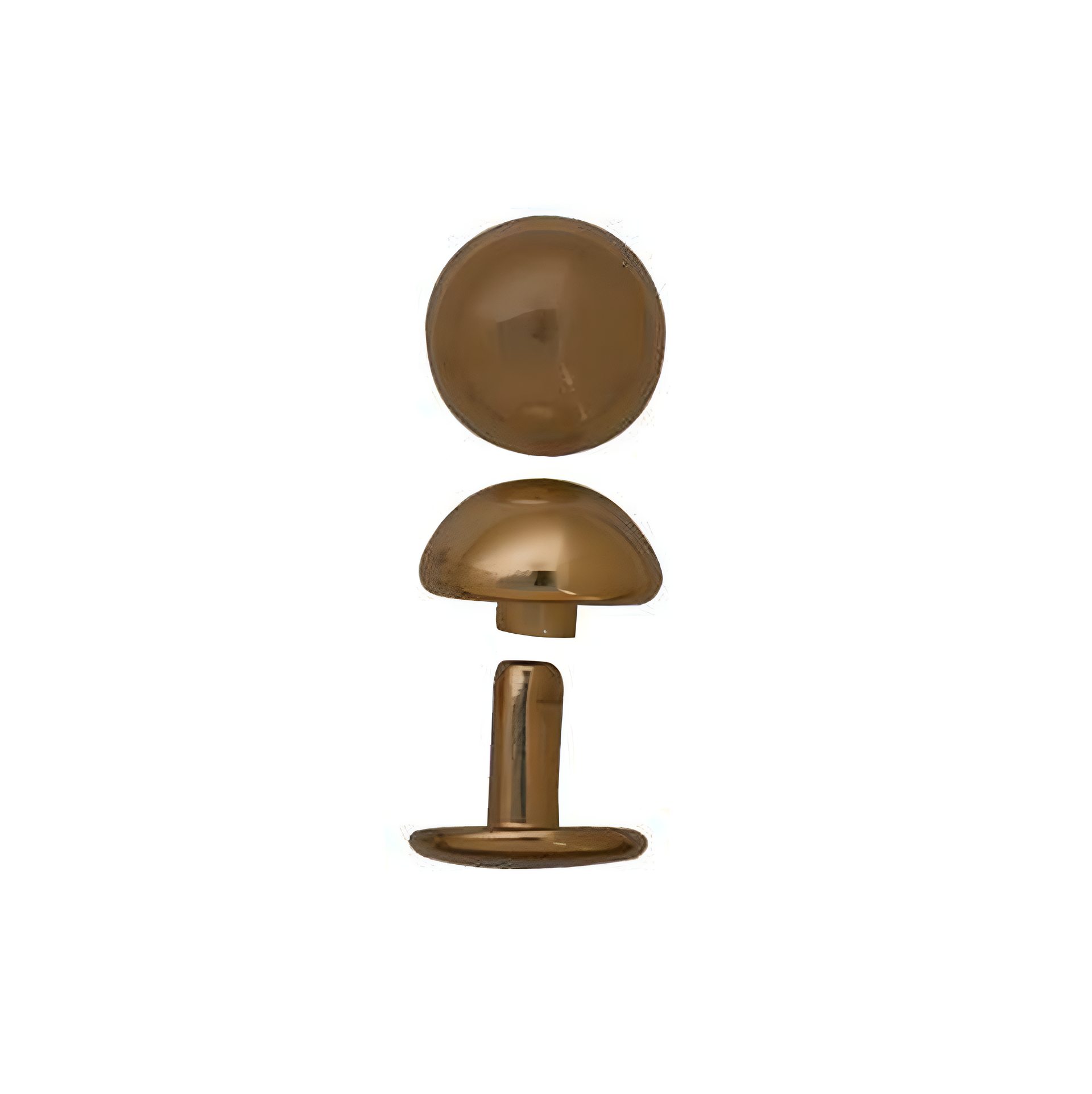 9mm Antique Brass, Double Cap Domed Rivet, Steel - 12 pk – Weaver