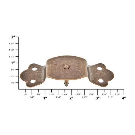 1 1/4" Antique Brass, Round Edge Trunk Handle Loop with Nail, Steel