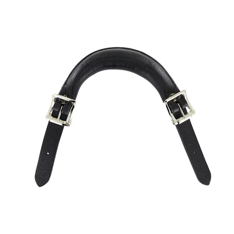 6" Black, Emergency Handle with Nickel Hardware, Leather