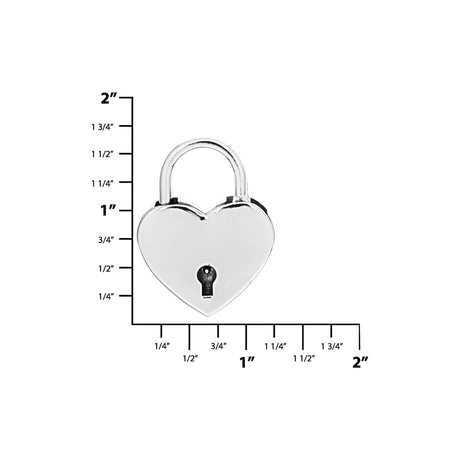 1 3/16" Shiny Nickel, Heart Padlock W/2 Keys, Zinc Alloy-PK4, #L-3380-NIC