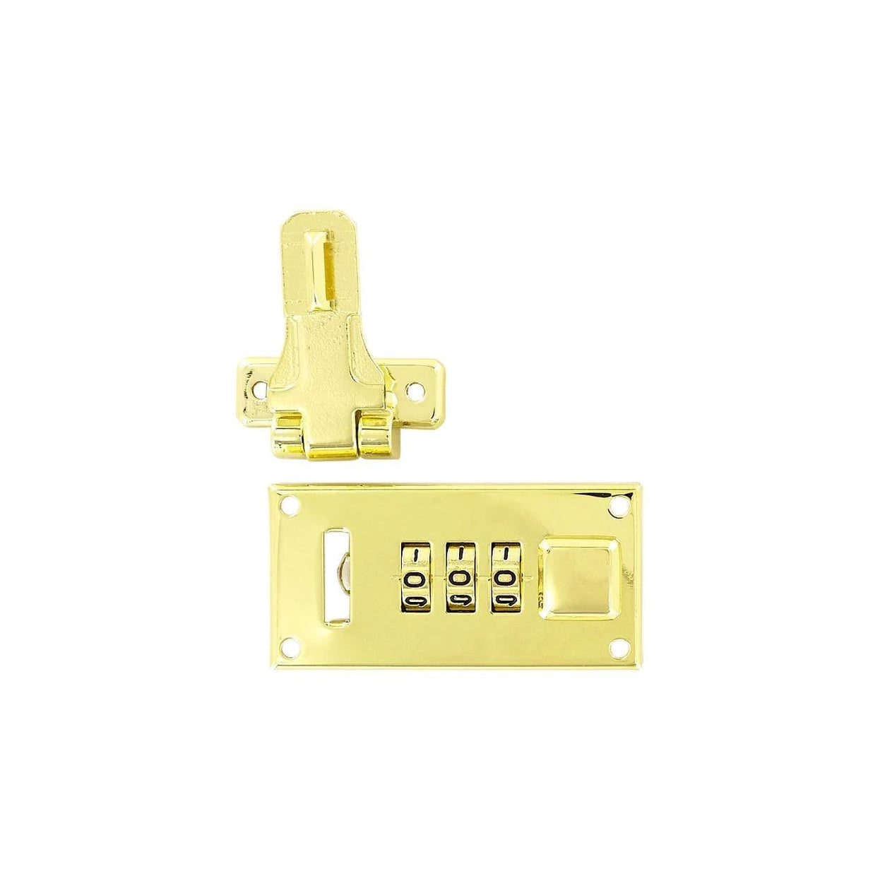 1 1/4" Shiny Brass, Offset Hasp Combination Lock, Steel, #L-3196