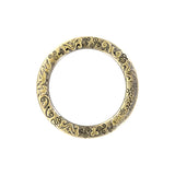1 1/2" Embellished Antique Brass, Cast Flat Round Ring, Zinc Alloy