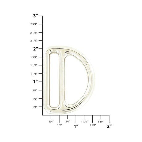 1 1/2" Nickel, Cast Double Loop D-Ring, Zinc Alloy
