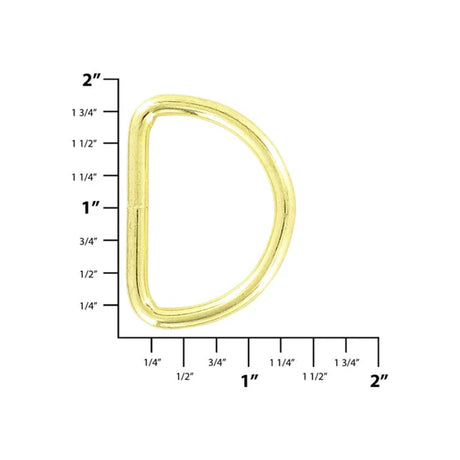 1 1/2" Shiny Brass, Welded D Ring, Steel