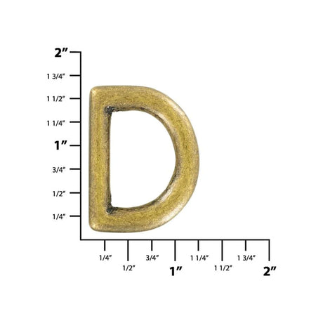 1/2" Antique Brass, Cast D Ring, Solid Brass