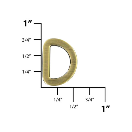1/2" Antique Brass, Flat Cast D Ring, Zinc Alloy-PK5