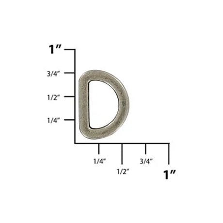 1/2" Antique Silver, Flat Cast D Ring, Zinc Alloy-PK5