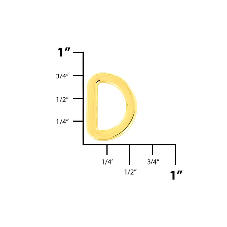 1/2" Shiny Gold, Cast Flat D Ring, Zinc Alloy-PK5