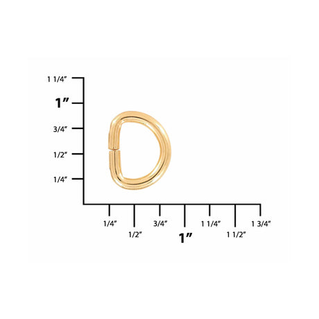 1/2" Shiny Gold, Split D Ring, Steel