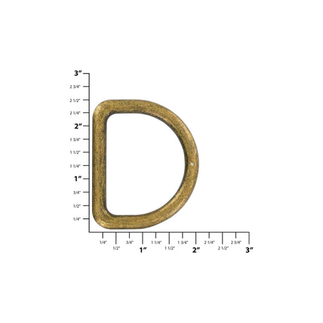 1 7/8" Antique Brass, Cast D-Ring, Zinc Alloy