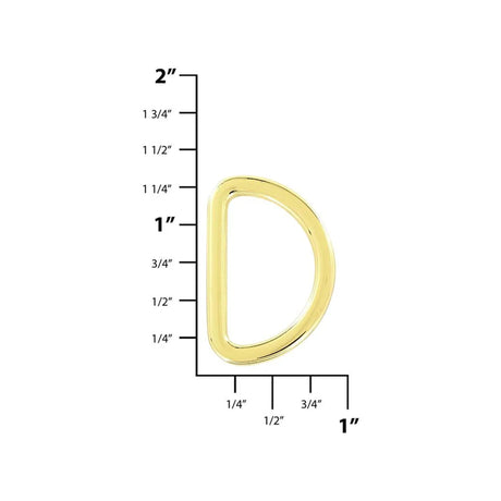 1" Shiny Gold, Flat Cast D Ring, Zinc Alloy-PK5