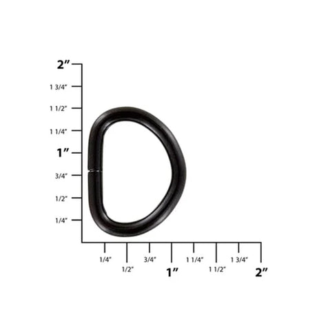 1" Matte Black, Wide Welded D-Ring, Steel