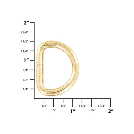 1" Shiny Gold, Split D Ring, Steel