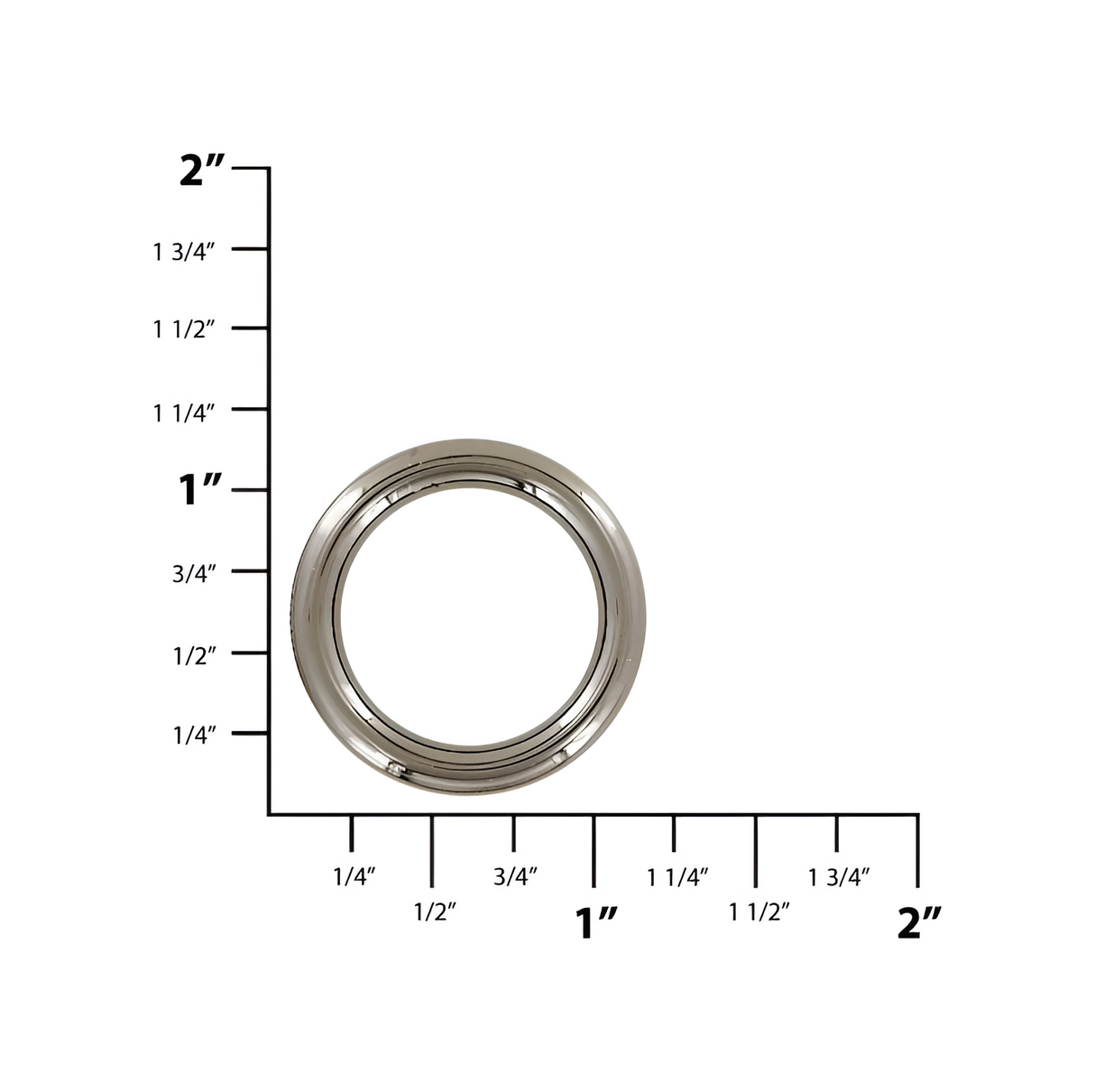 3/4" Shiny Gunmetal, Solid Round Ring, Zinc Alloy