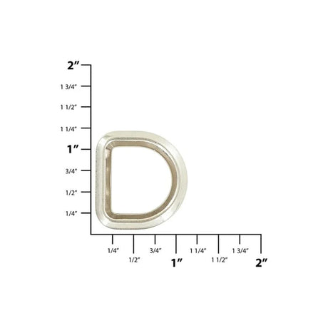 3/4" Shiny Nickel, Solid Beveled D Ring, Zinc Alloy