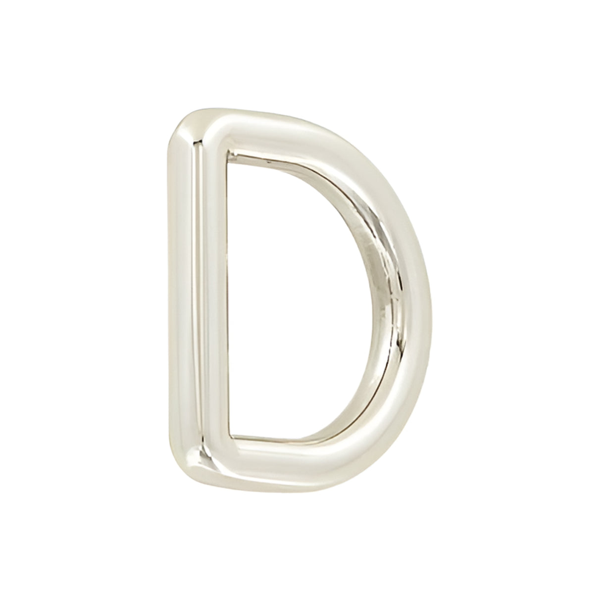 3/4" Shiny Nickel, Solid D Ring, Zinc Alloy