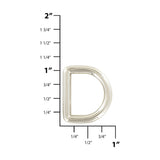 3/4" Shiny Nickel, Solid D Ring, Zinc Alloy