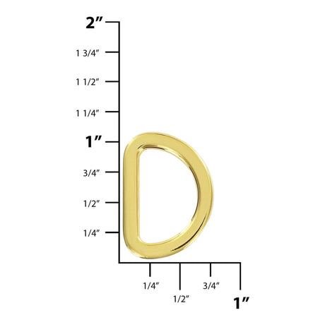 3/4" Shiny Gold, Flat Cast D Ring, Zinc Alloy-PK5