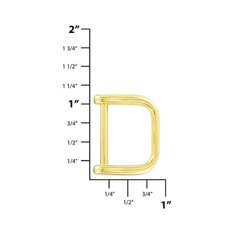 3/4" Shiny Gold, Solid D Ring, Zinc Alloy-PK5