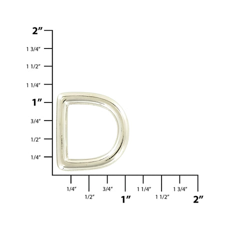 3/4" Shiny Nickel, Solid D Ring, Solid Brass