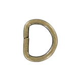 3/8" Antique Brass, Split D Ring, Steel