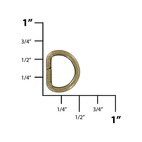 3/8" Antique Brass, Split D Ring, Steel
