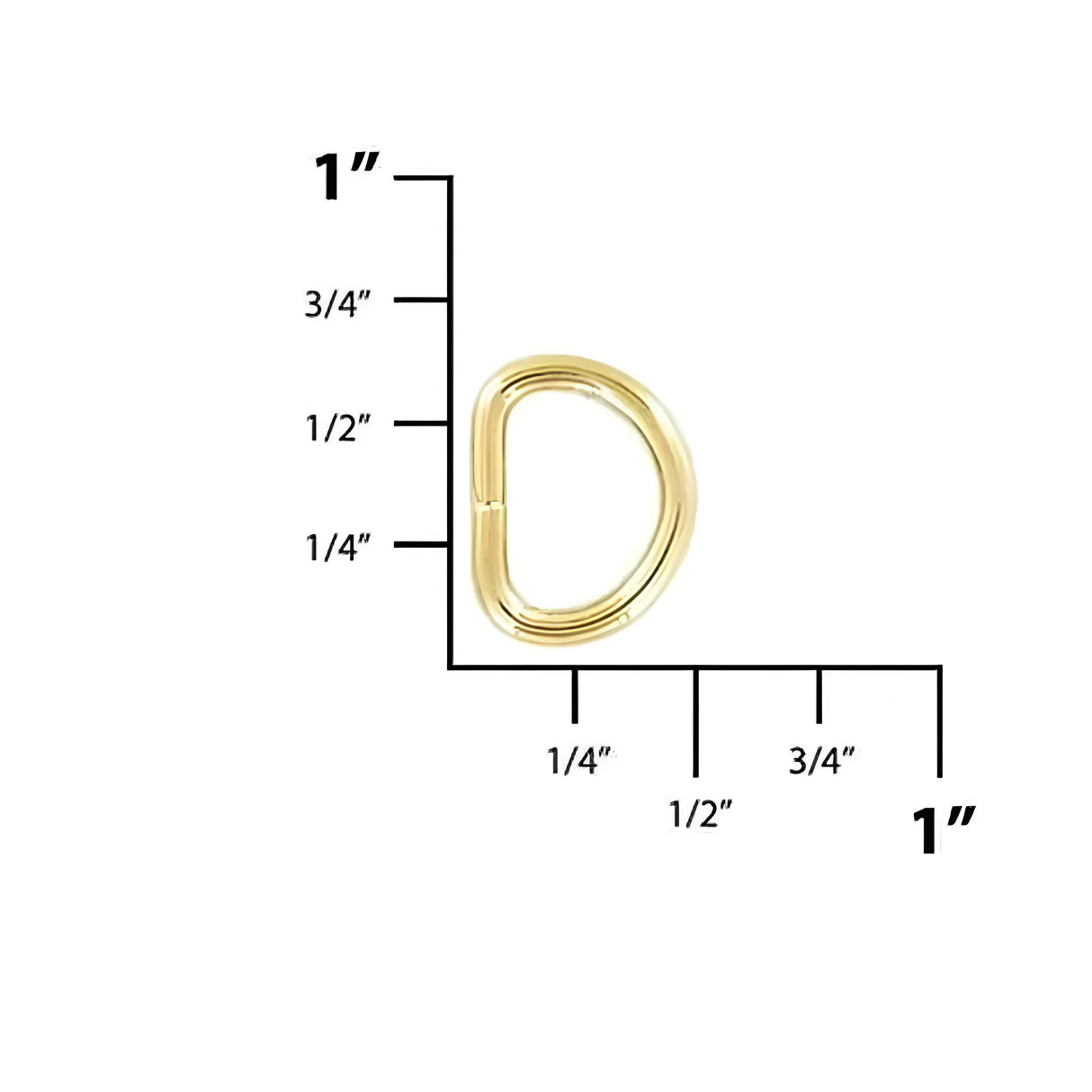 3/8" Shiny Gold, Split D-Ring, Steel