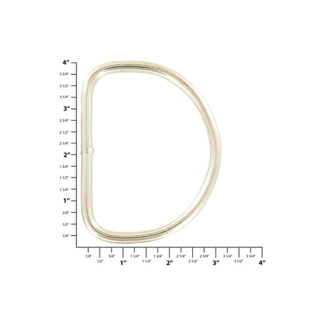 3 1/2" Shiny Nickel, Welded D Ring, Steel