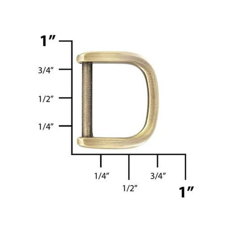 5/8" Antique Brass, Solid D Ring, Zinc Alloy-PK5
