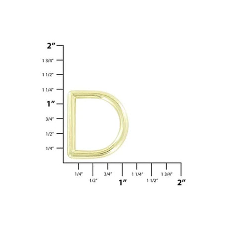 7/8" Shiny Gold, Solid D Ring, Zinc Alloy