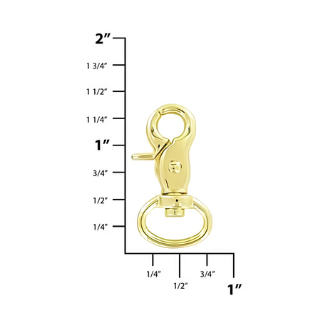 1/2" Shiny Gold, 1 1/4" Trigger Swivel Snap Hook, Zinc Alloy, 5-Pack