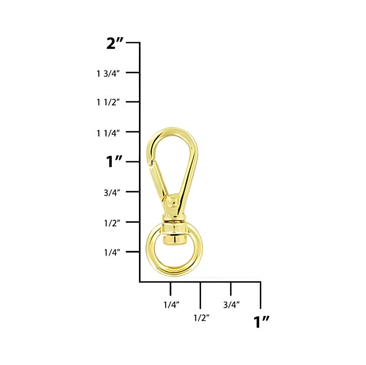 1/4" Shiny Gold, 1 3/16" Lever Swivel Snap Hook, Zinc Alloy, 5-pack